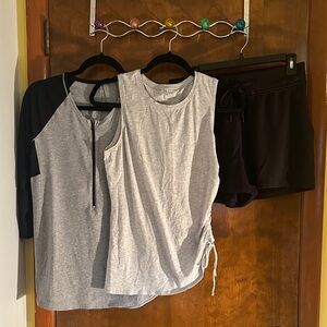 Bundle Grab Bag! Lululemon black shorts, gray & blk top & gray tank! In Bag!